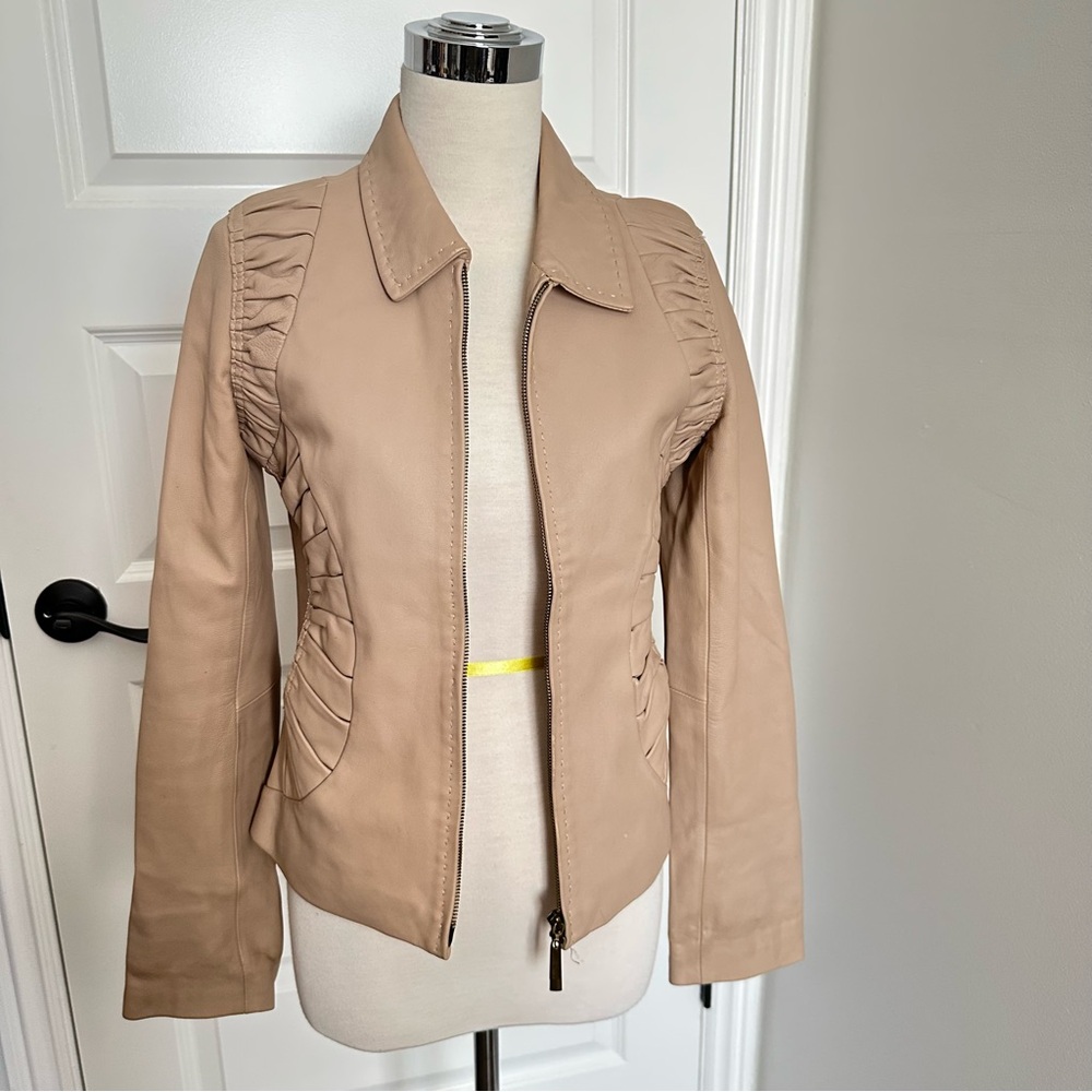 Arden B Women's Beige Real Leather Jacket